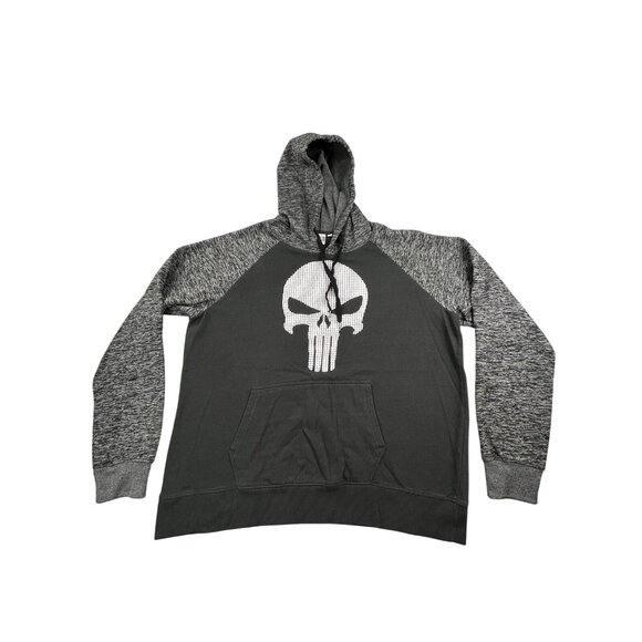 Marvel Punisher Hoodie Mens XL Black pullover Textured Skull Official Comic Hero - Picture 1 of 10